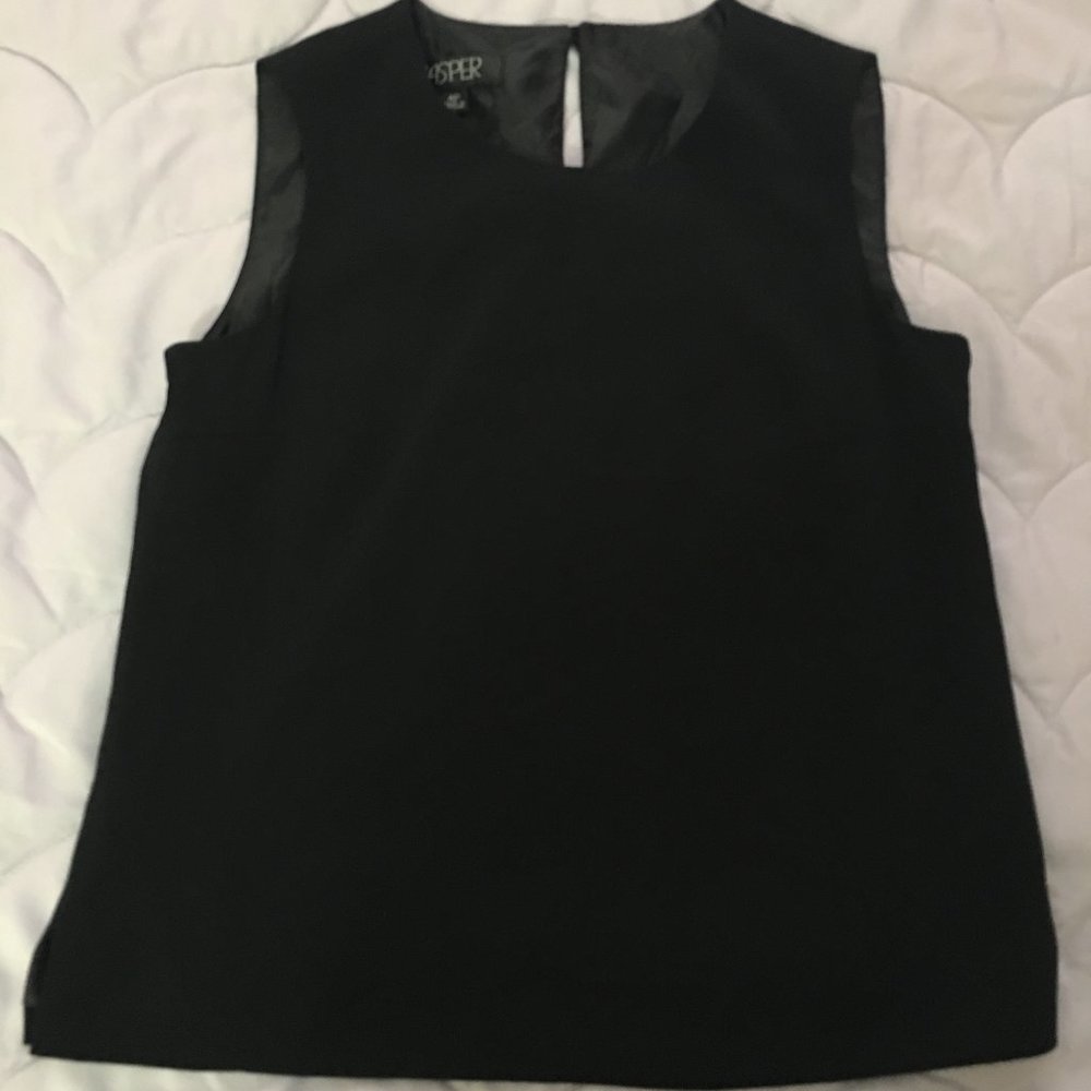 Black Formal Tank Top with Button Keyhole Back